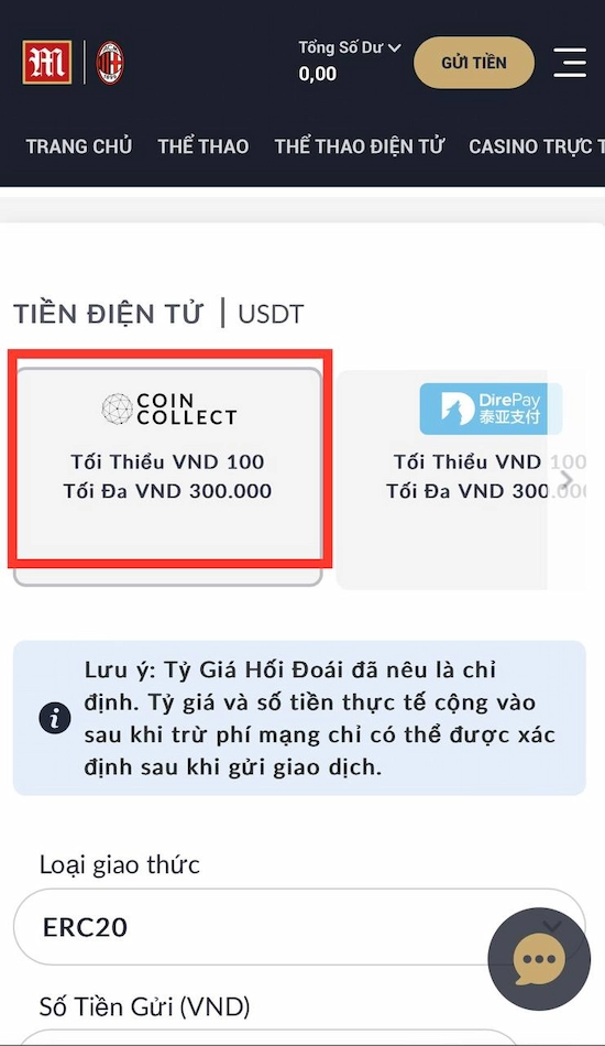 B2 nạp tiền ví điện tử USDT