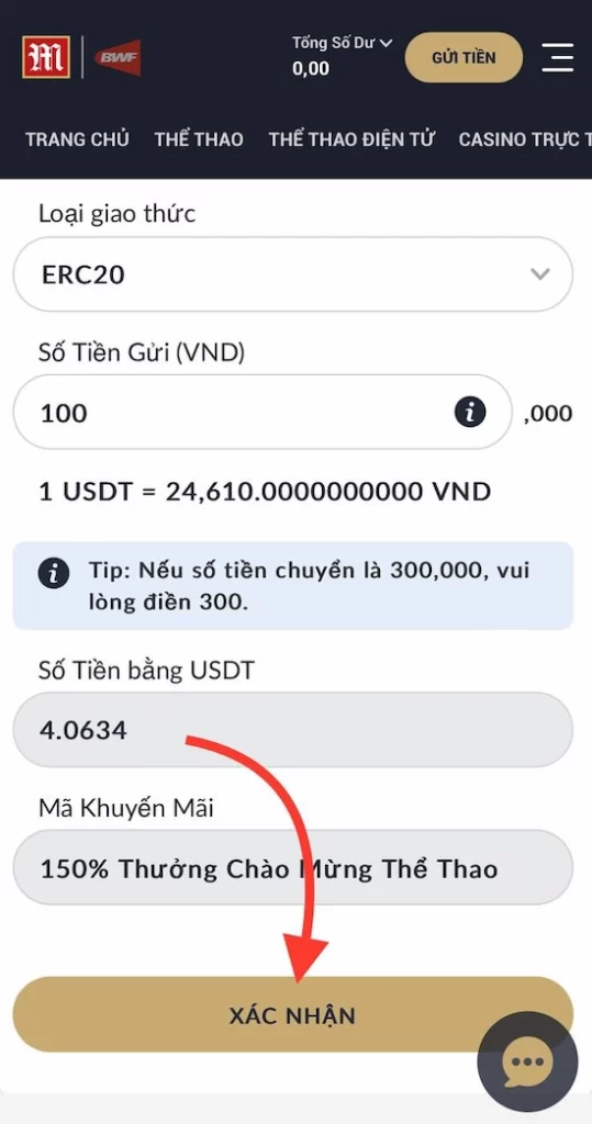 B3 nạp tiền ví điện tử USDT